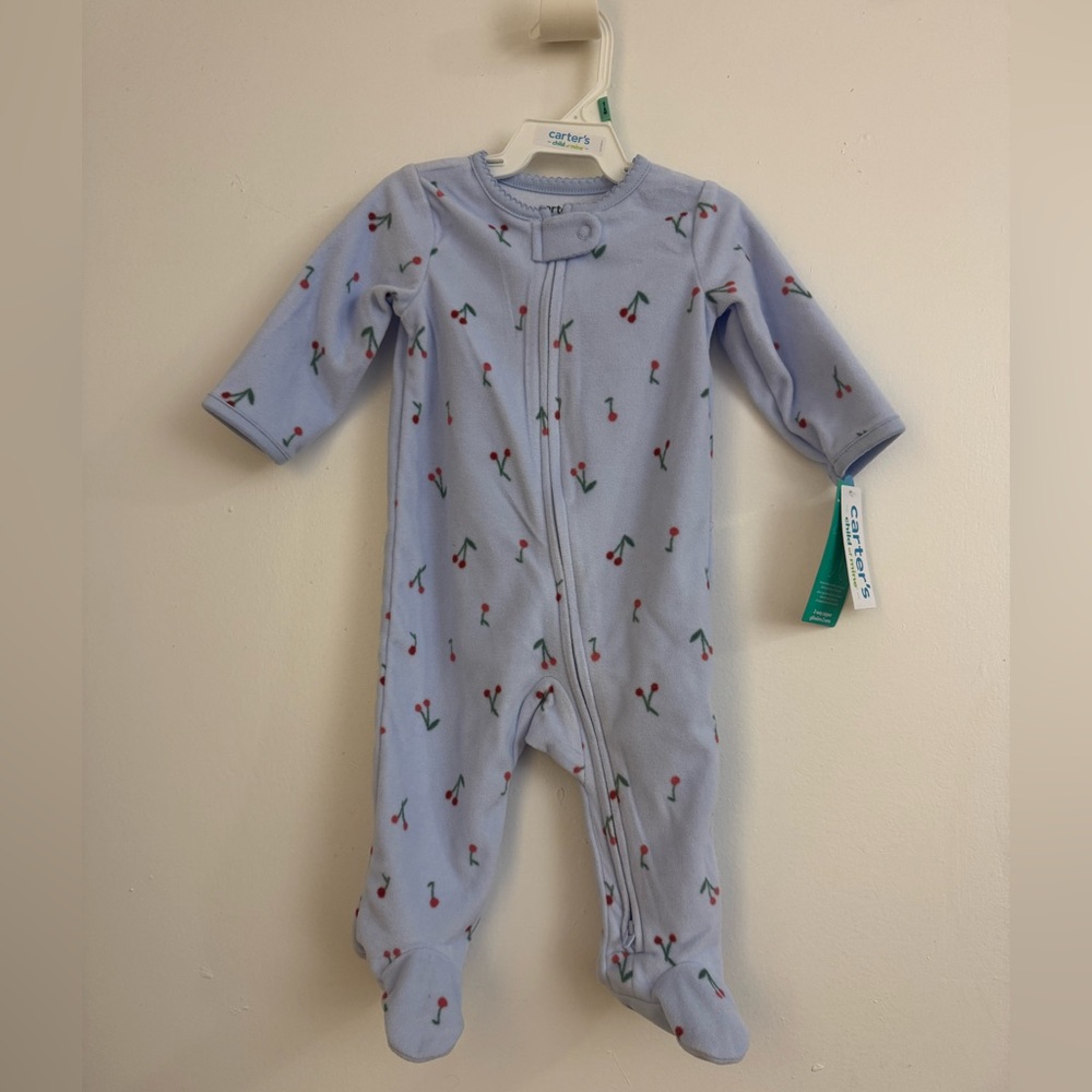 Carter's Light Blue Cherry Pattern Footie